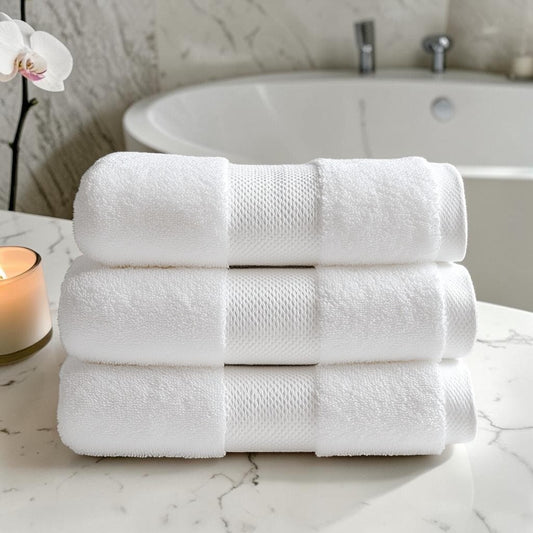 Zwgkh Luxury Bath Towels - 800 GSM Extra Thick Turkish Cotton Set - Highly Absorbent & Plush Hotel Quality Spa Towels - 3-Piece Set - White