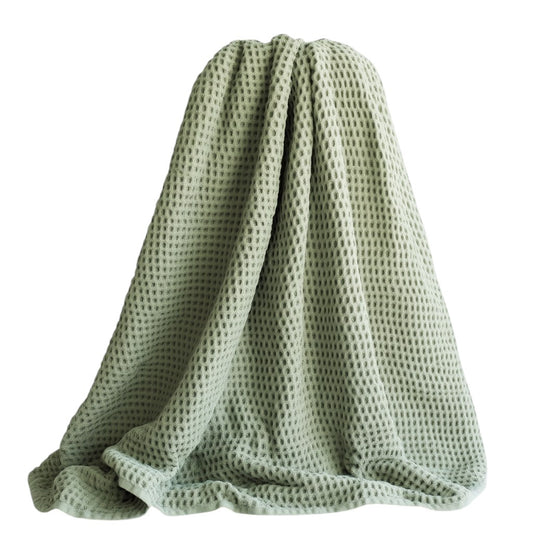 Zwgkh Waffle Weave Bath Towel - Lightweight & Quick Drying - Modern Honeycomb Texture - 100% Cotton Breathable Spa Towel - Sage Green