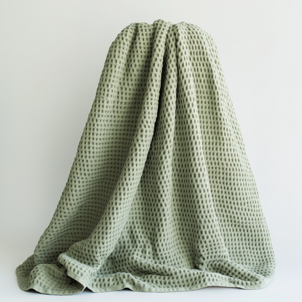 Zwgkh Waffle Weave Bath Towel - Lightweight & Quick Drying - Modern Honeycomb Texture - 100% Cotton Breathable Spa Towel - Sage Green