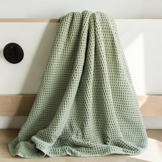 Zwgkh Waffle Weave Bath Towel - Lightweight & Quick Drying - Modern Honeycomb Texture - 100% Cotton Breathable Spa Towel - Sage Green
